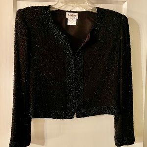 Gorgeous Stenay Fully Beaded Black Jacket Size Petite Medium